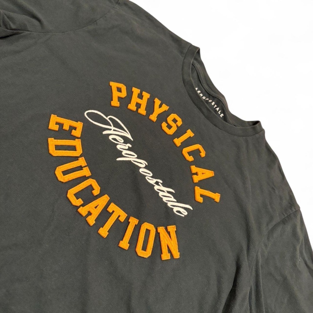 Aeropostale Physical Education Graphic T-Shirt Black Mens Large Logo Tee